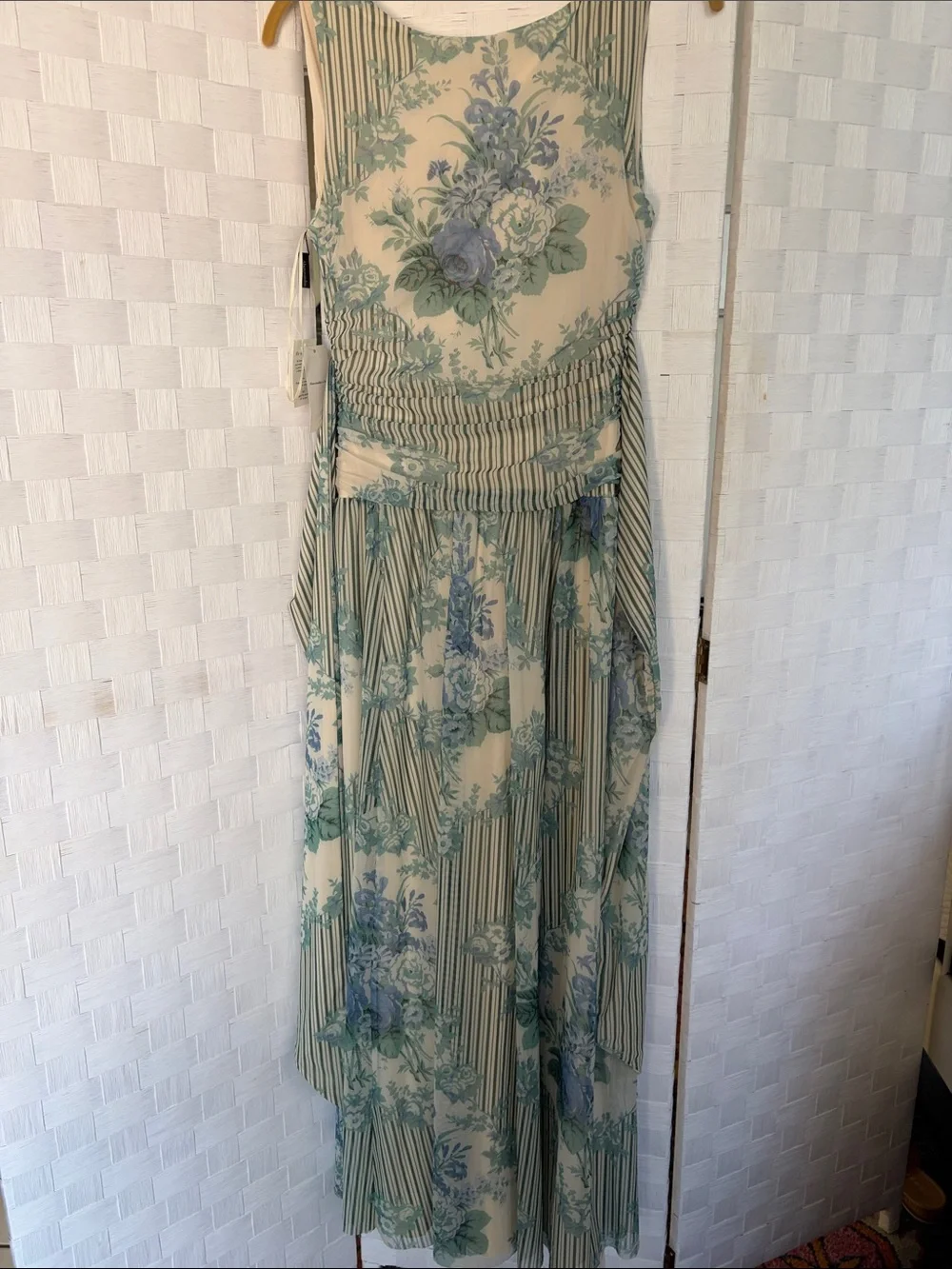 Abercrombie & Fitch Cream Maxi Dress with Sage Floral Print